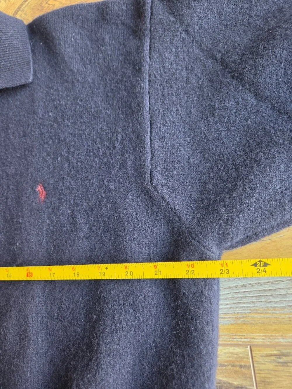 Vintage'90s Polo Ralph Lauren Pony 100% Lambswool Soft Polo-Sweater Navy Blue